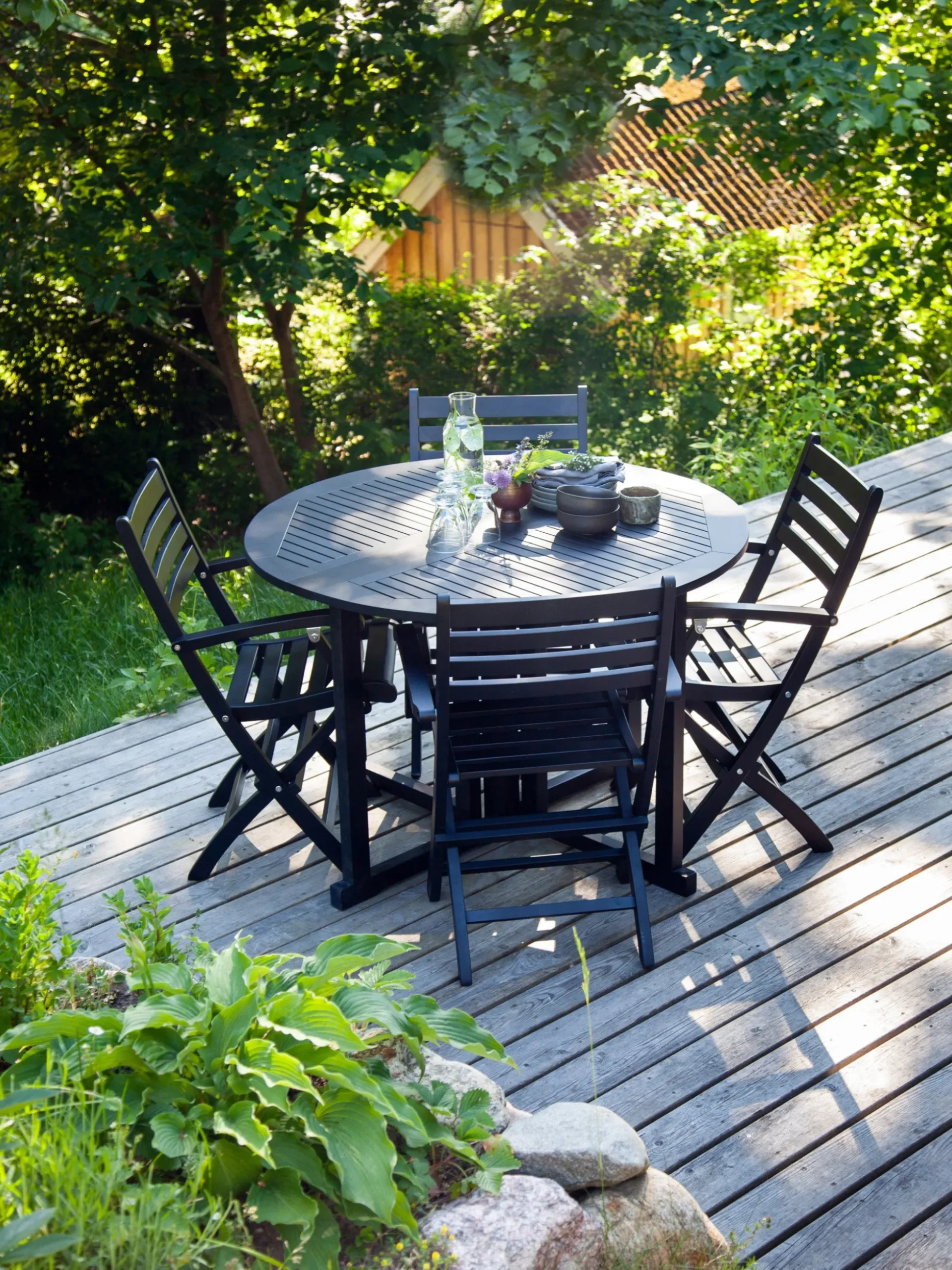 Tavolo da giardino rotondo pieghevole Butterfly, Ø 110 cm