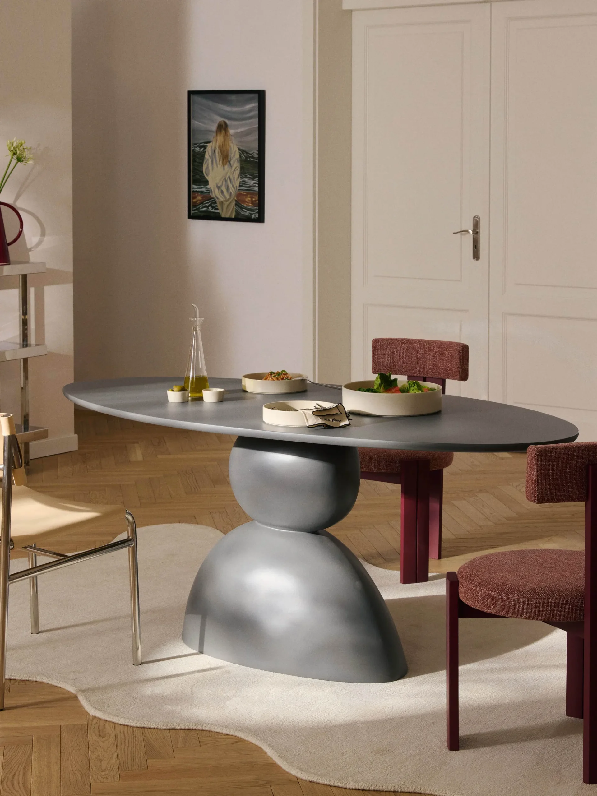 Tavolo ovale Sahra Grey, 180 x 90 cm