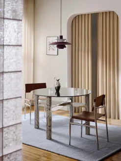 Tavolo da pranzo con piano in vetro Sam, in varie misure
