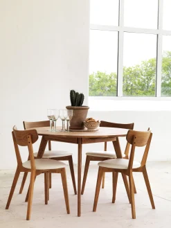 Tavolo rotondo in legno di quercia bianco lavato Yumi Ø115 cm