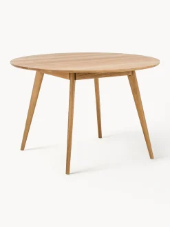 Tavolo rotondo in legno di quercia bianco lavato Yumi Ø115 cm