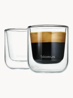 Tazze caffè a doppia parete senza manico Nero 2 pz