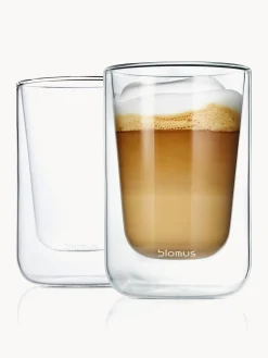 Tazze caffè in vetro a doppia parete Nero 2 pz