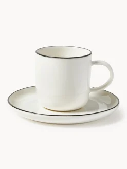 Tazzine da caffè con piattino in porcellana Facile 2 pz