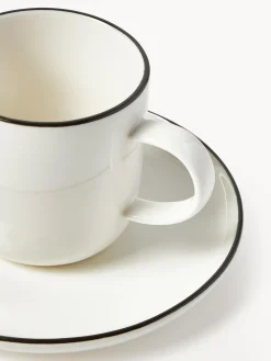 Tazzine da caffè con piattino in porcellana Facile 2 pz
