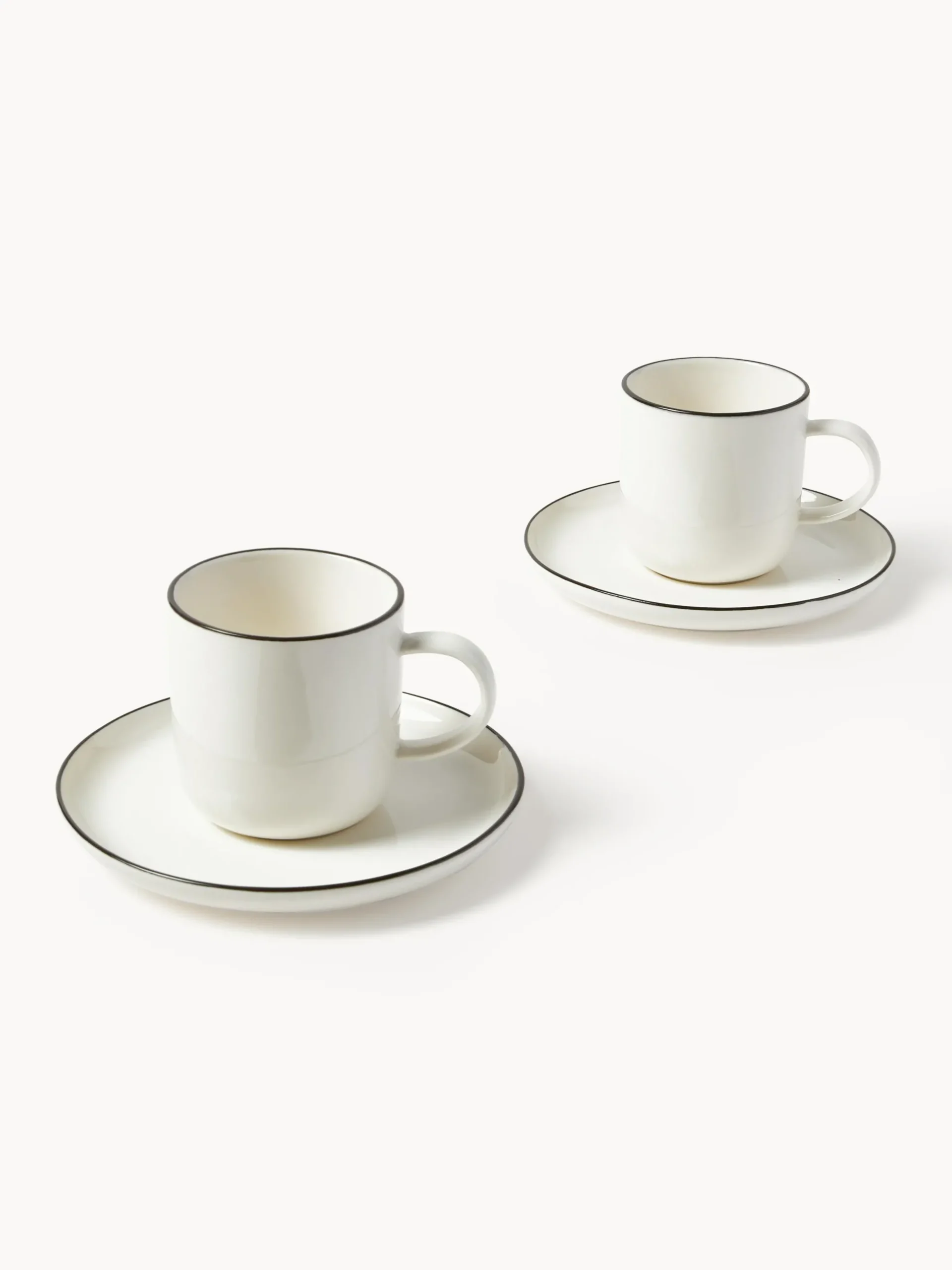 Tazzine da caffè con piattino in porcellana Facile 2 pz