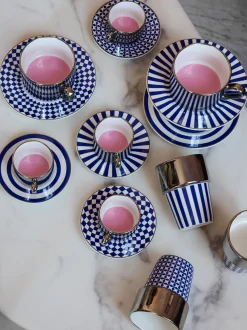 Tazzine da caffè fatte a mano con piattino Aunty, set da 4