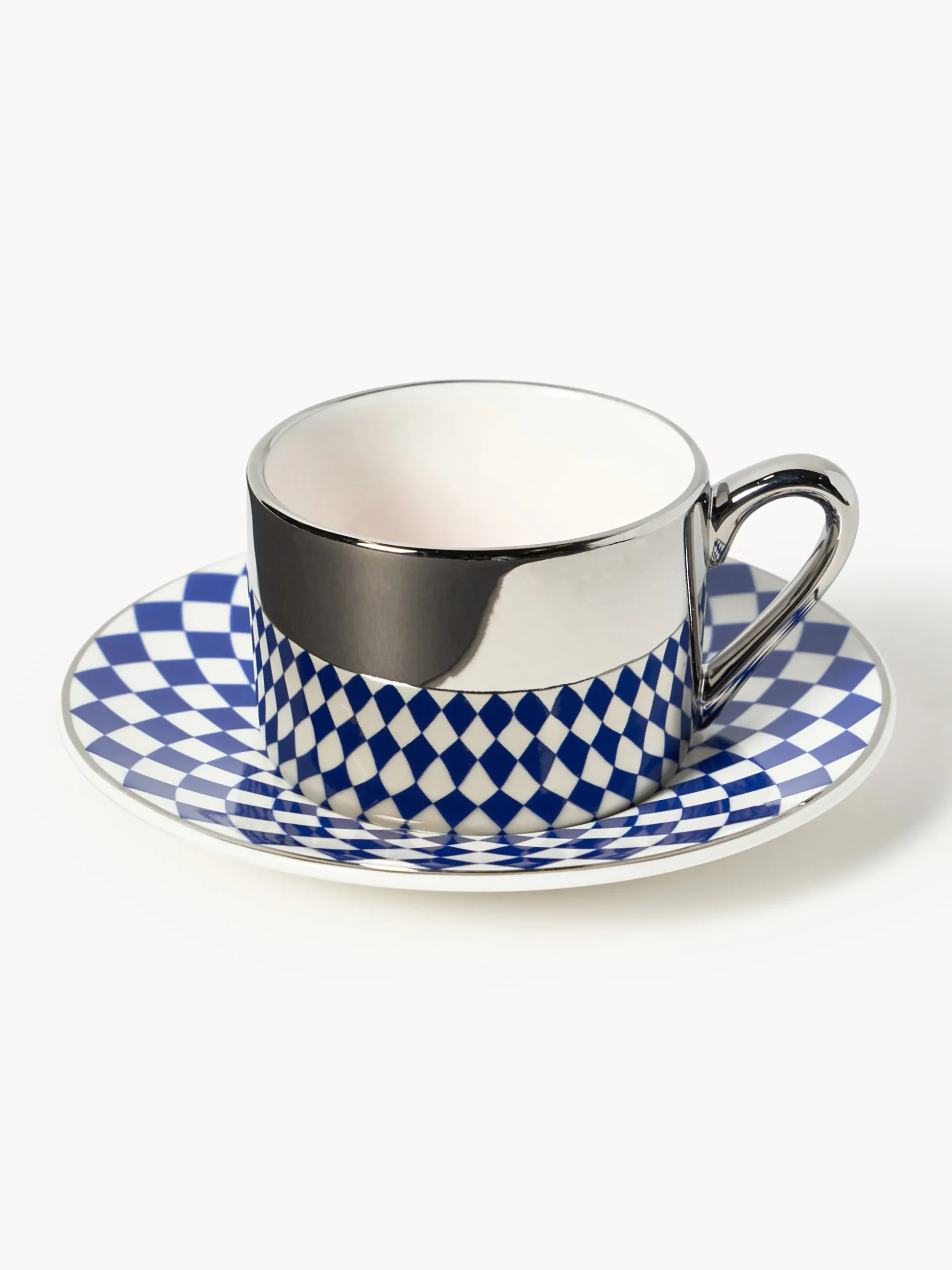 Tazzine da caffè fatte a mano con piattino Aunty, set da 4