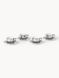 Tazzine da caffè fatte a mano con piattino Aunty, set da 4