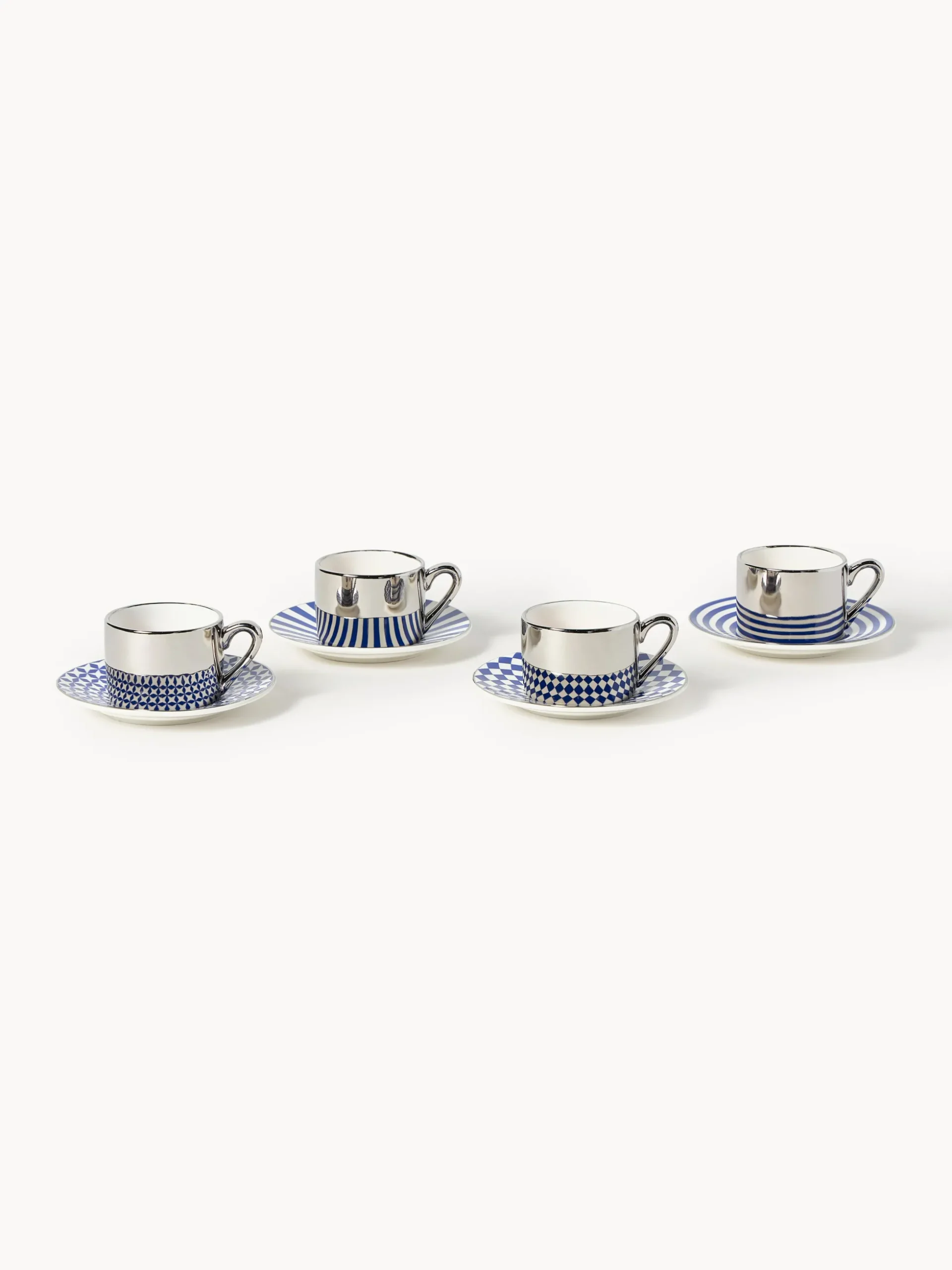 Tazzine da caffè fatte a mano con piattino Aunty, set da 4