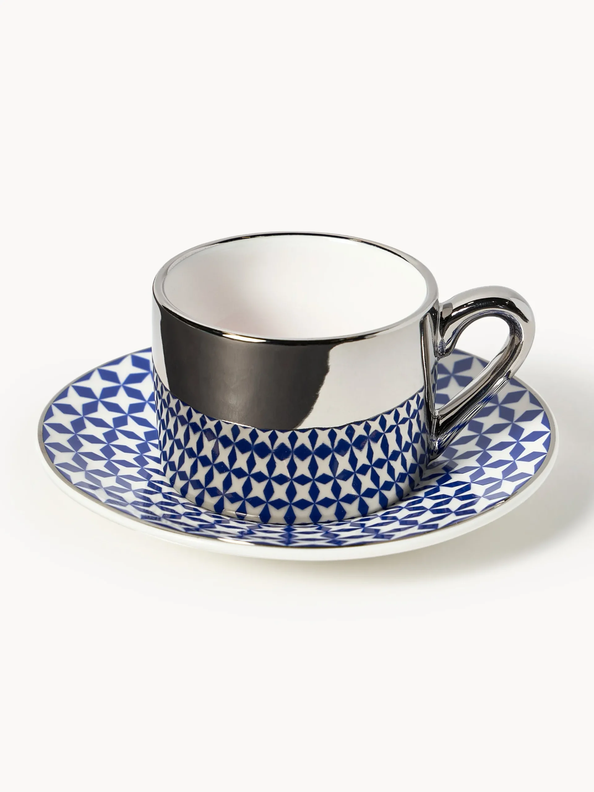 Tazzine da caffè fatte a mano con piattino Aunty, set da 4