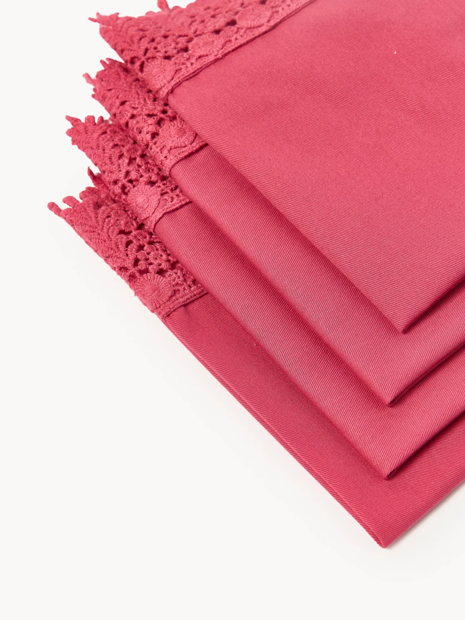 Tovaglioli in tessuto con bordo in pizzo Flavia 4 pz