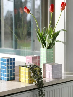 Vaso di design effetto piastrellato Tile, alt. 28 cm