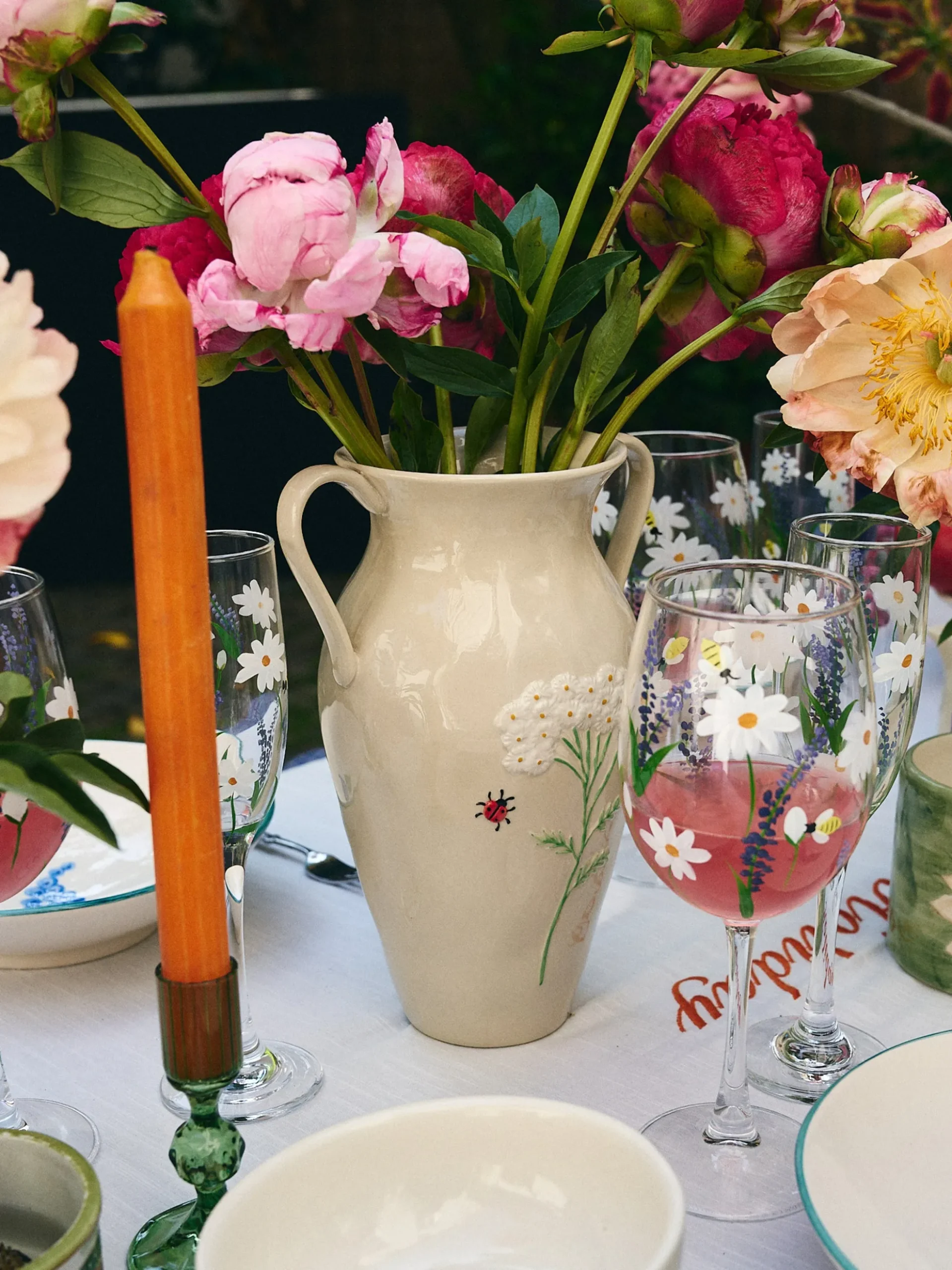 Vaso dipinto a mano Golden Dawn, alt. 26 cm