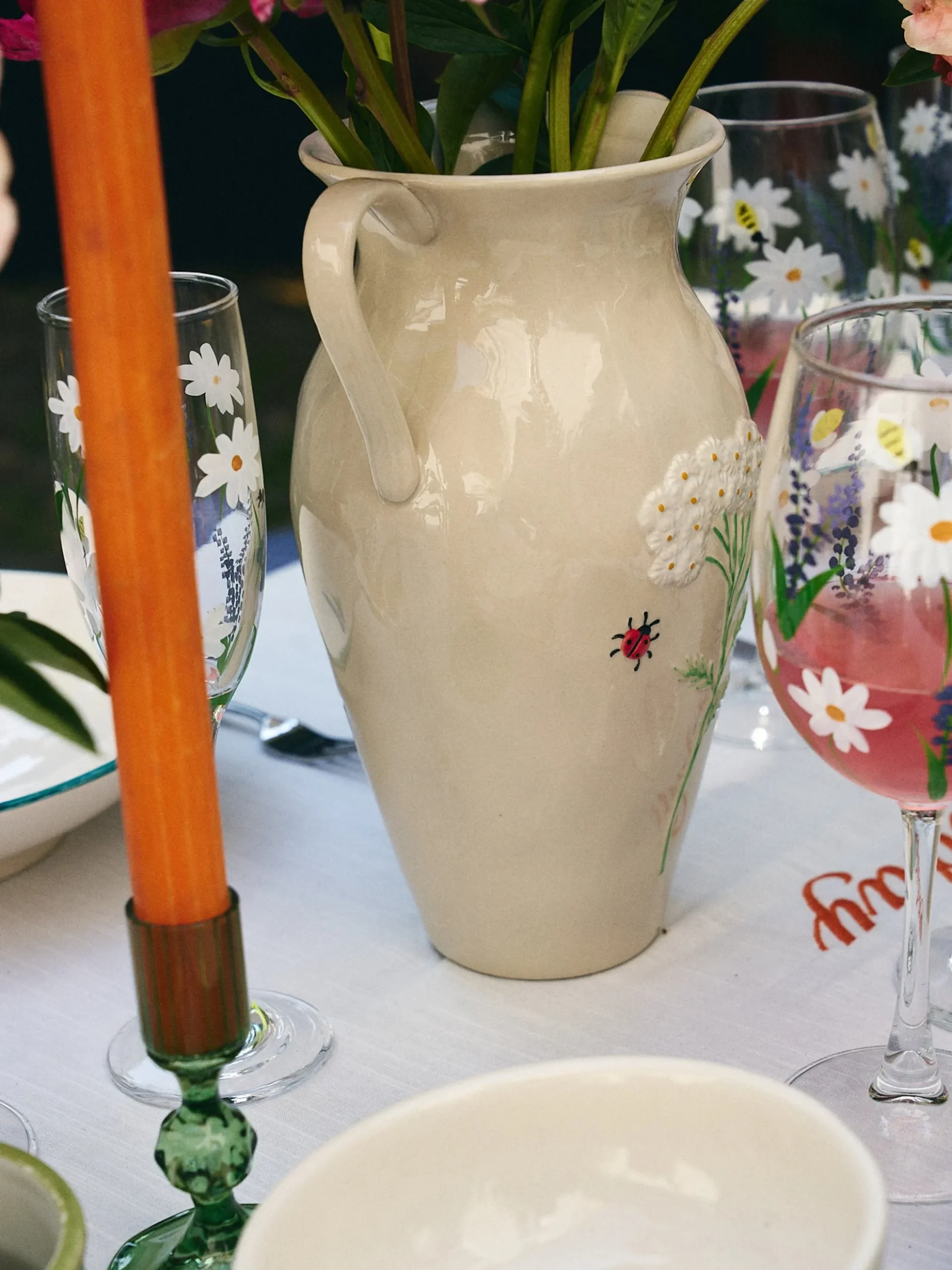 Vaso dipinto a mano Golden Dawn, alt. 26 cm