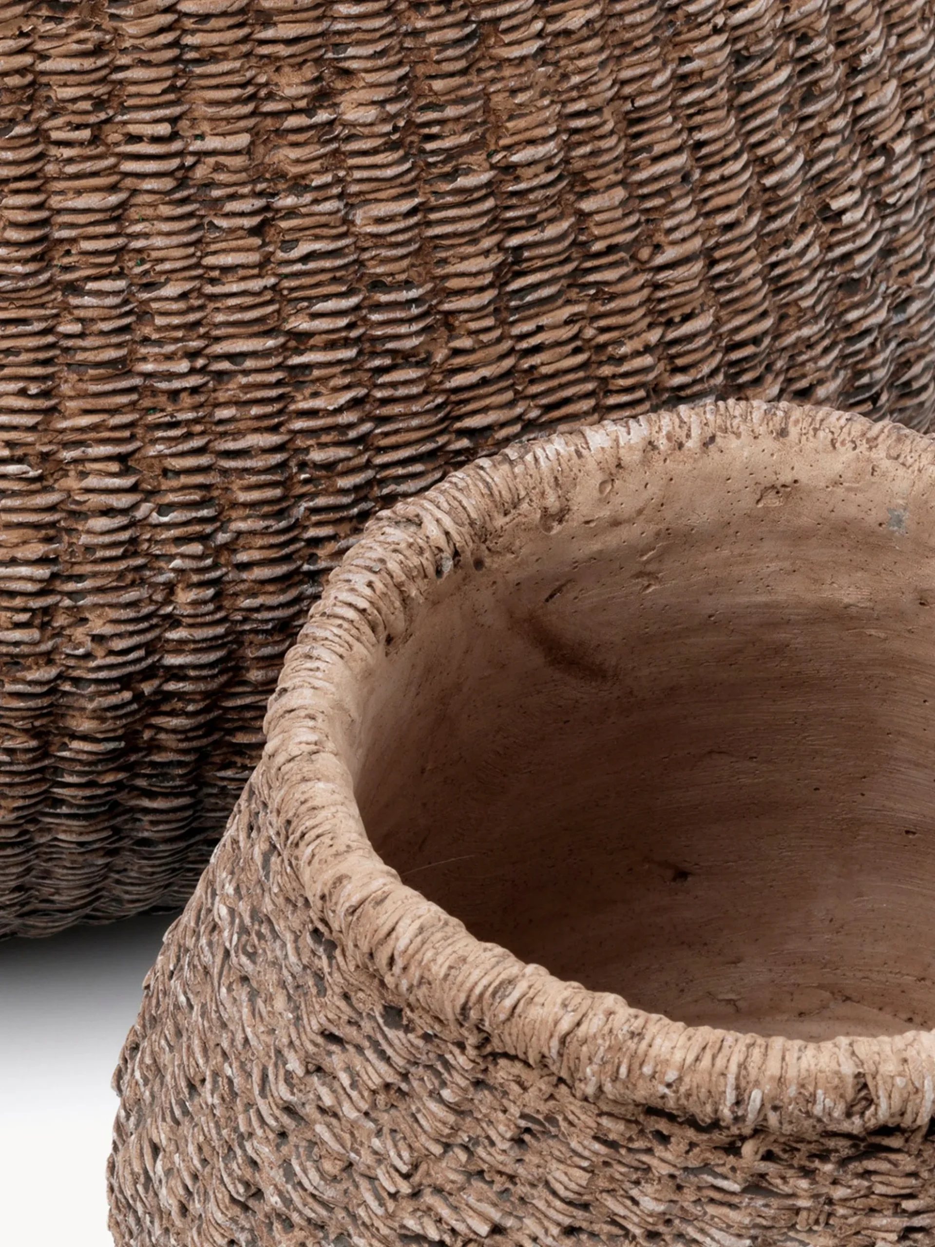 Vaso in cemento fatto a mano Faux-Puff, alt. 17 cm