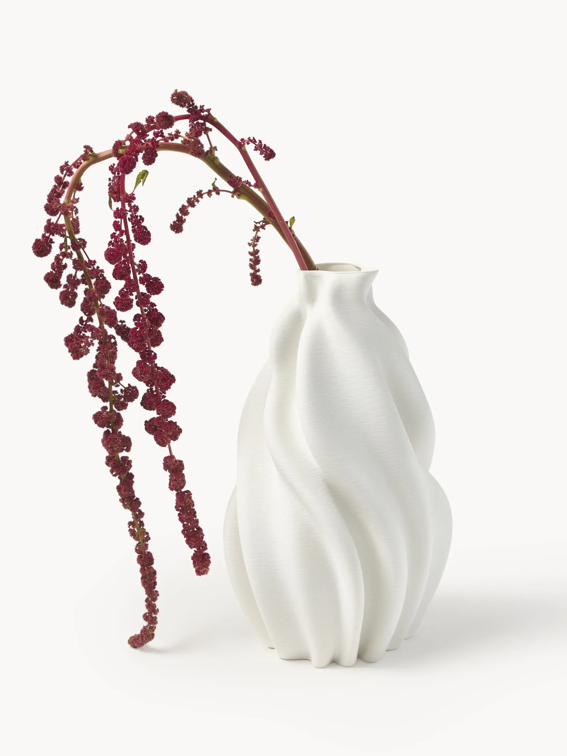 Vaso in porcellana stampato in 3D Lyria, alt. 40 cm