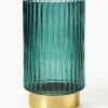 Vaso in vetro con base in metallo Lene, alt. 20 cm