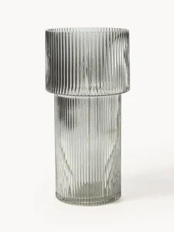 Vaso in vetro con superficie millerighe Lija, alt. 30 cm