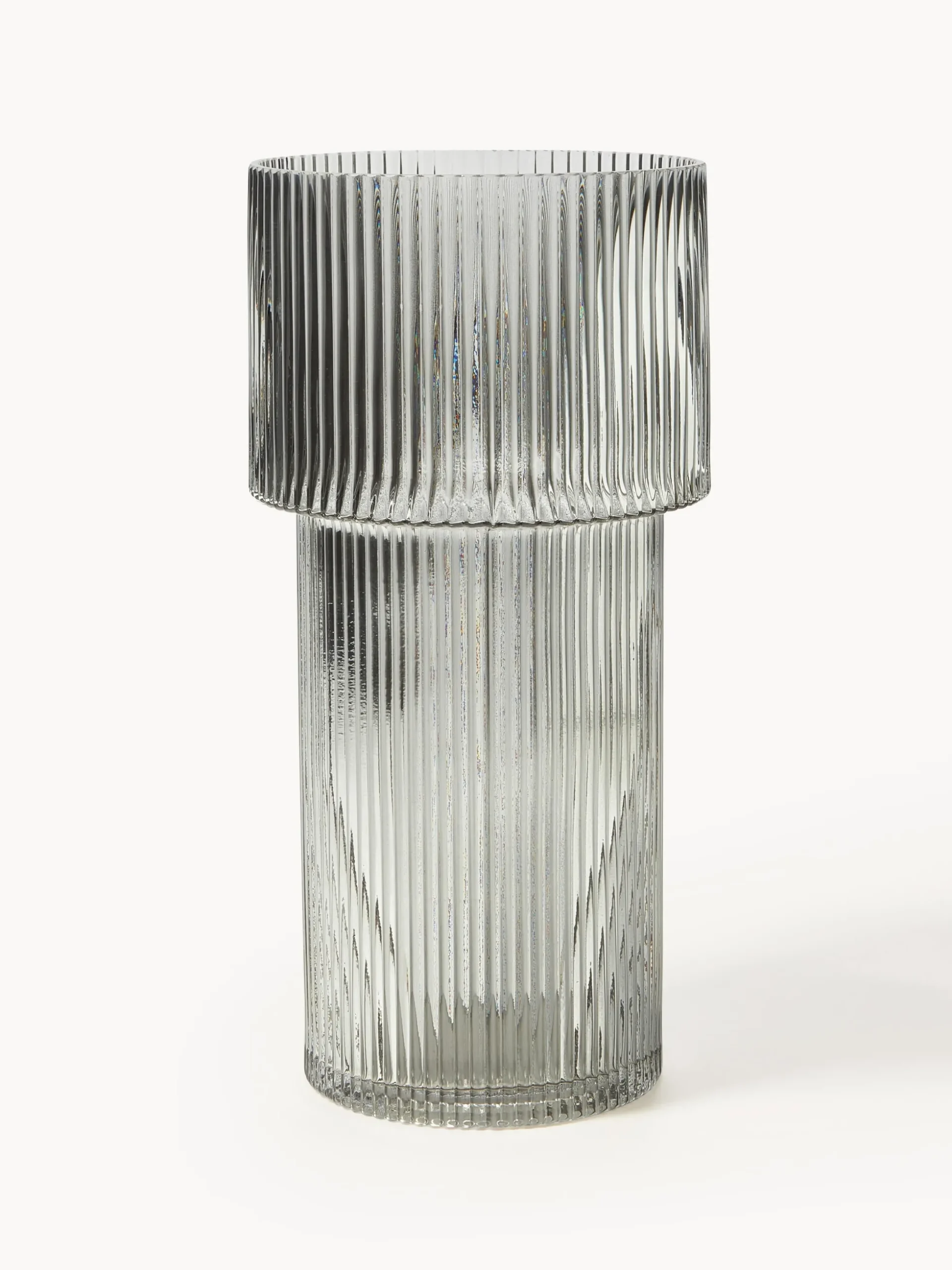 Vaso in vetro con superficie millerighe Lija, alt. 30 cm