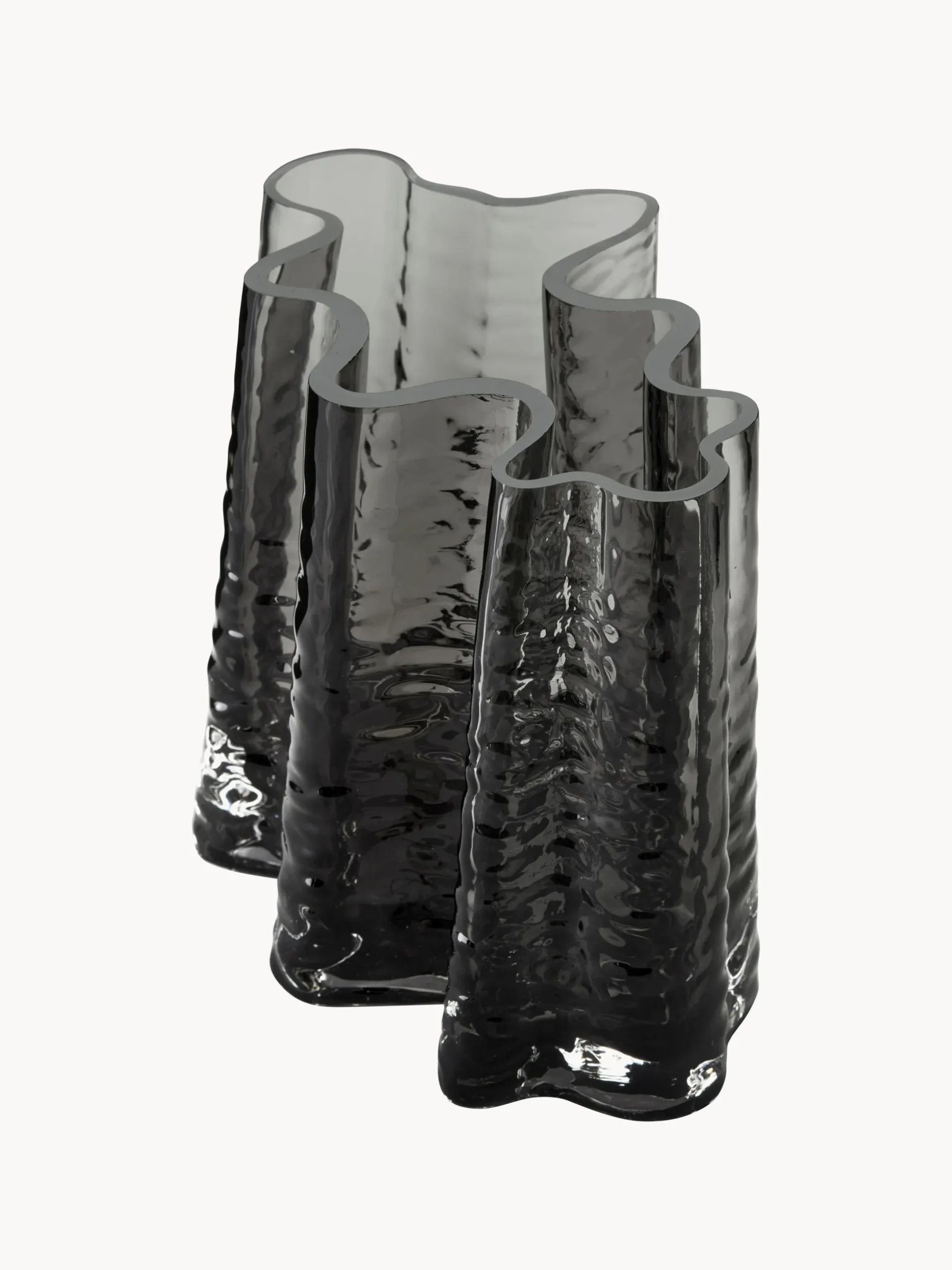 Vaso in vetro soffiato con superficie strutturata Gry, alt. 19 cm