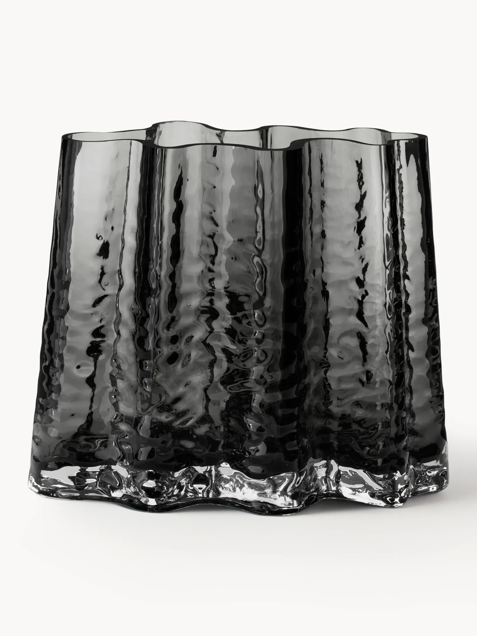 Vaso in vetro soffiato con superficie strutturata Gry, alt. 19 cm