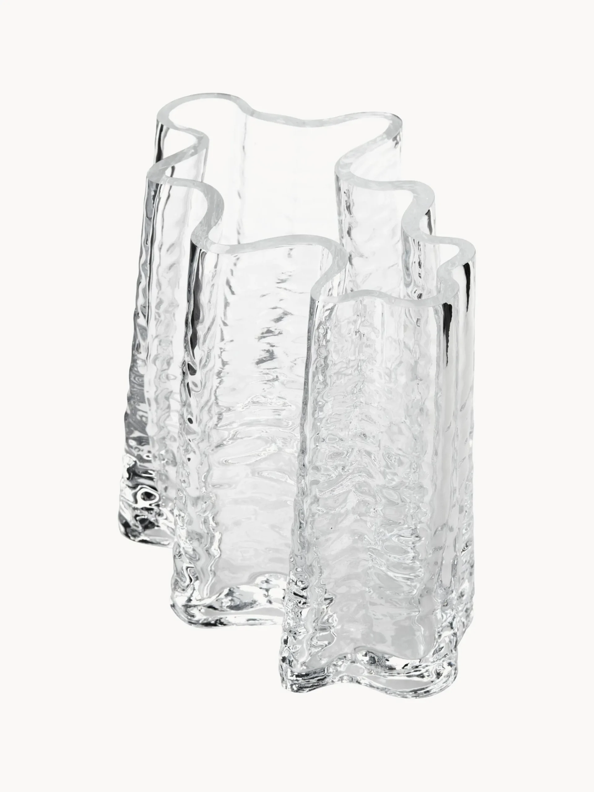 Vaso in vetro soffiato con superficie strutturata Gry, alt. 19 cm