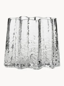 Vaso in vetro soffiato con superficie strutturata Gry, alt. 19 cm