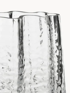 Vaso in vetro soffiato con superficie strutturata Gry, alt. 19 cm