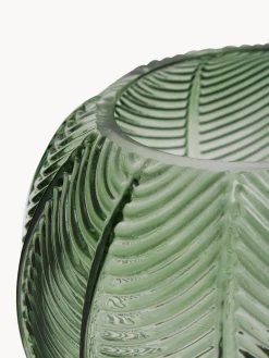 Vaso a sfera in vetro verde con base dorata Mickey, alt. 21 cm