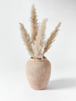 Vaso grande da terra con finitura sabbiata Leana, alt. 50 cm