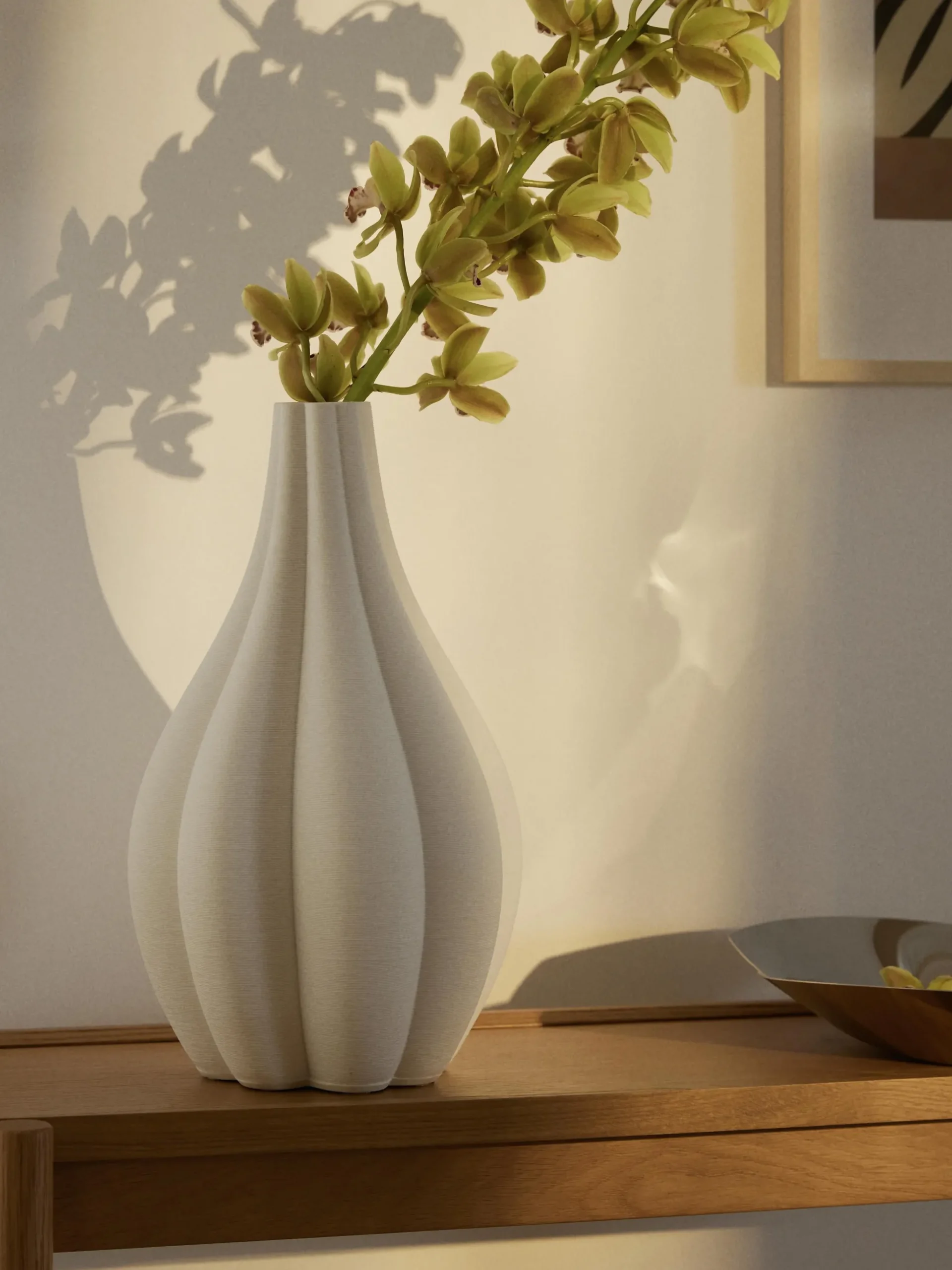 Vaso grande in porcellana con stampa 3D Sonata, alt. 40 cm