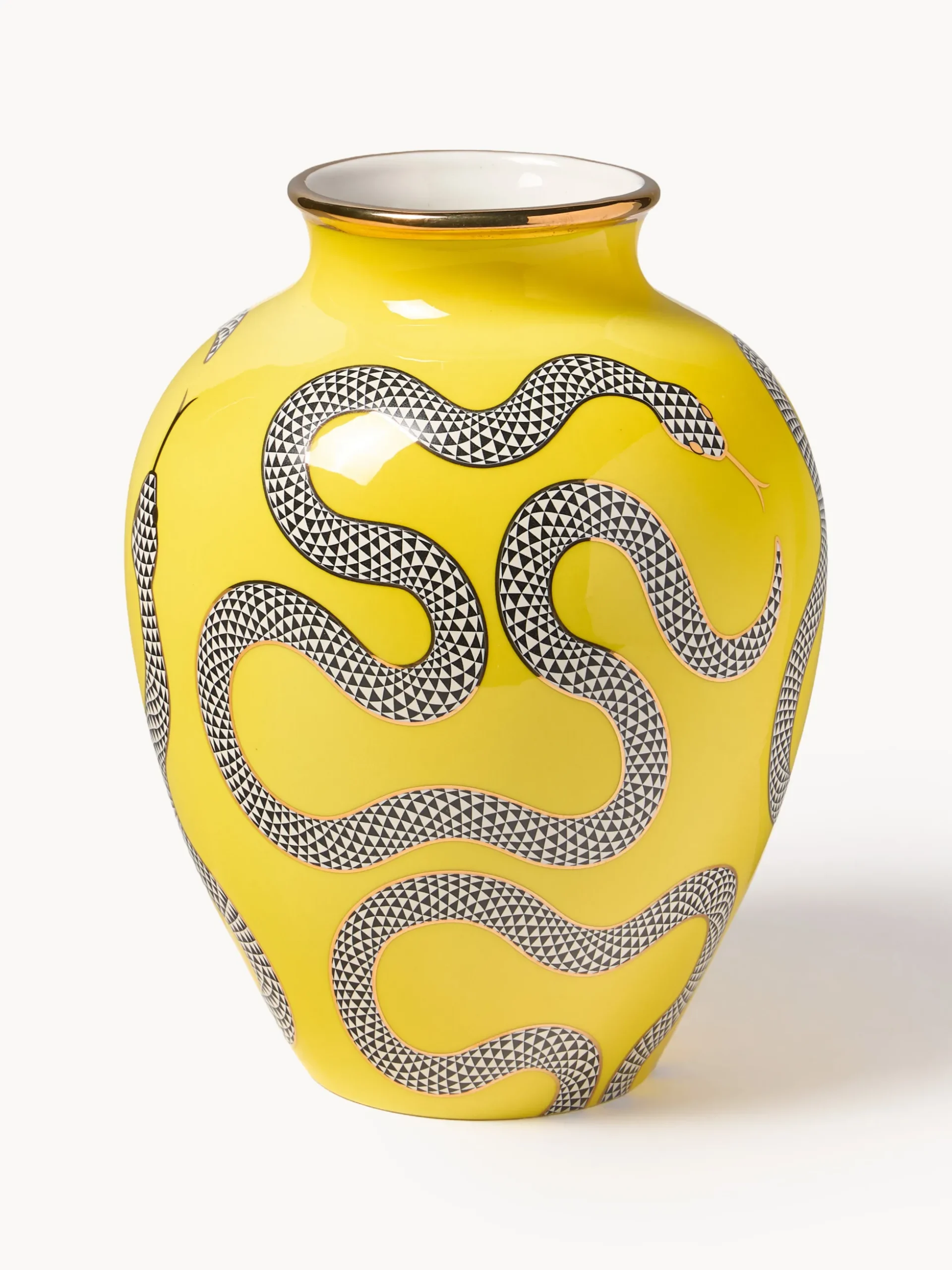 Vaso in porcellana con accenti dorati Eden, alt. 27 cm