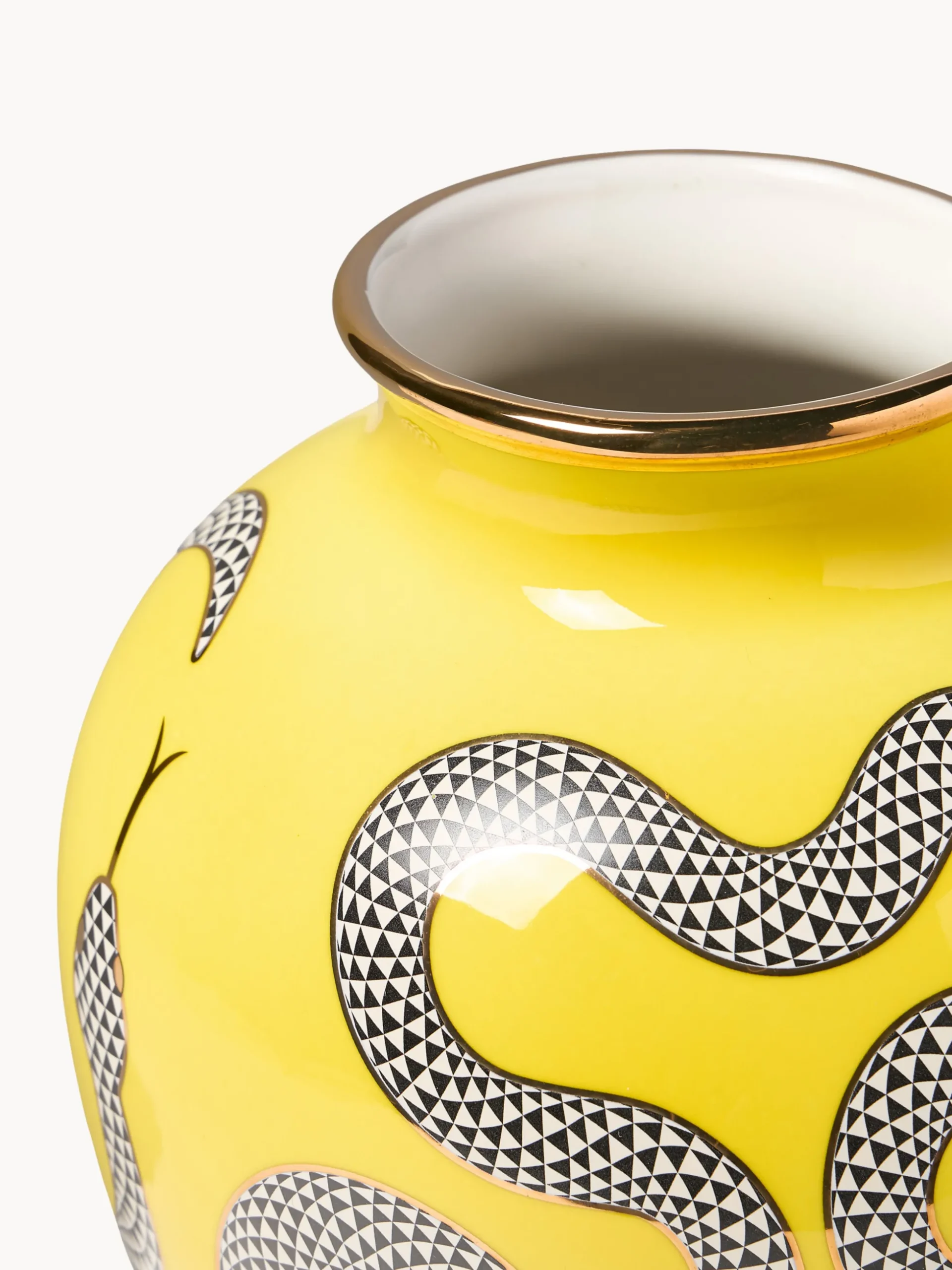 Vaso in porcellana con accenti dorati Eden, alt. 27 cm
