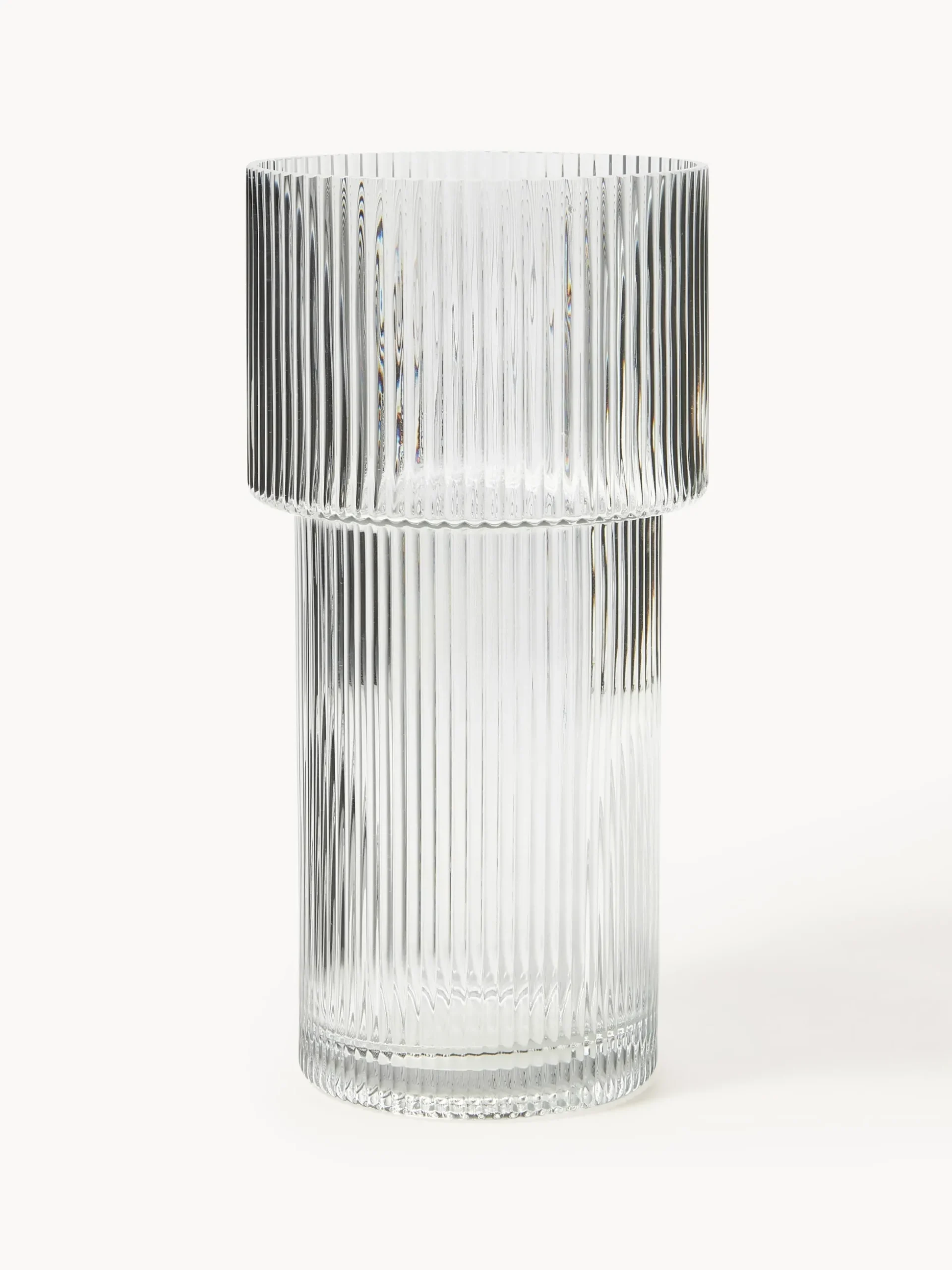 Vaso in vetro con superficie millerighe Lija, alt. 30 cm