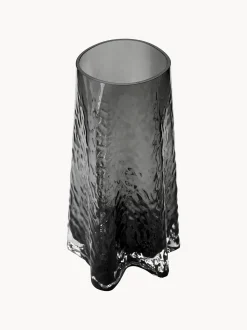 Vaso in vetro soffiato con superficie strutturata Gry, alt. 30 cm