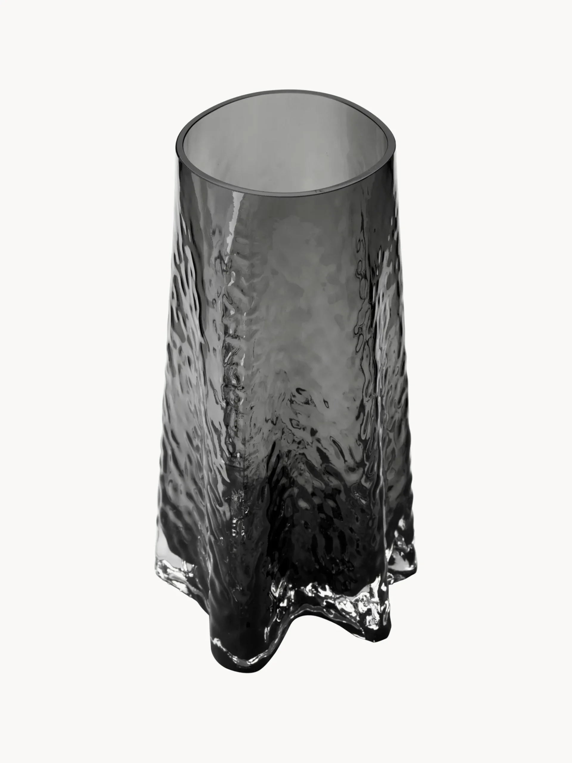 Vaso in vetro soffiato con superficie strutturata Gry, alt. 30 cm
