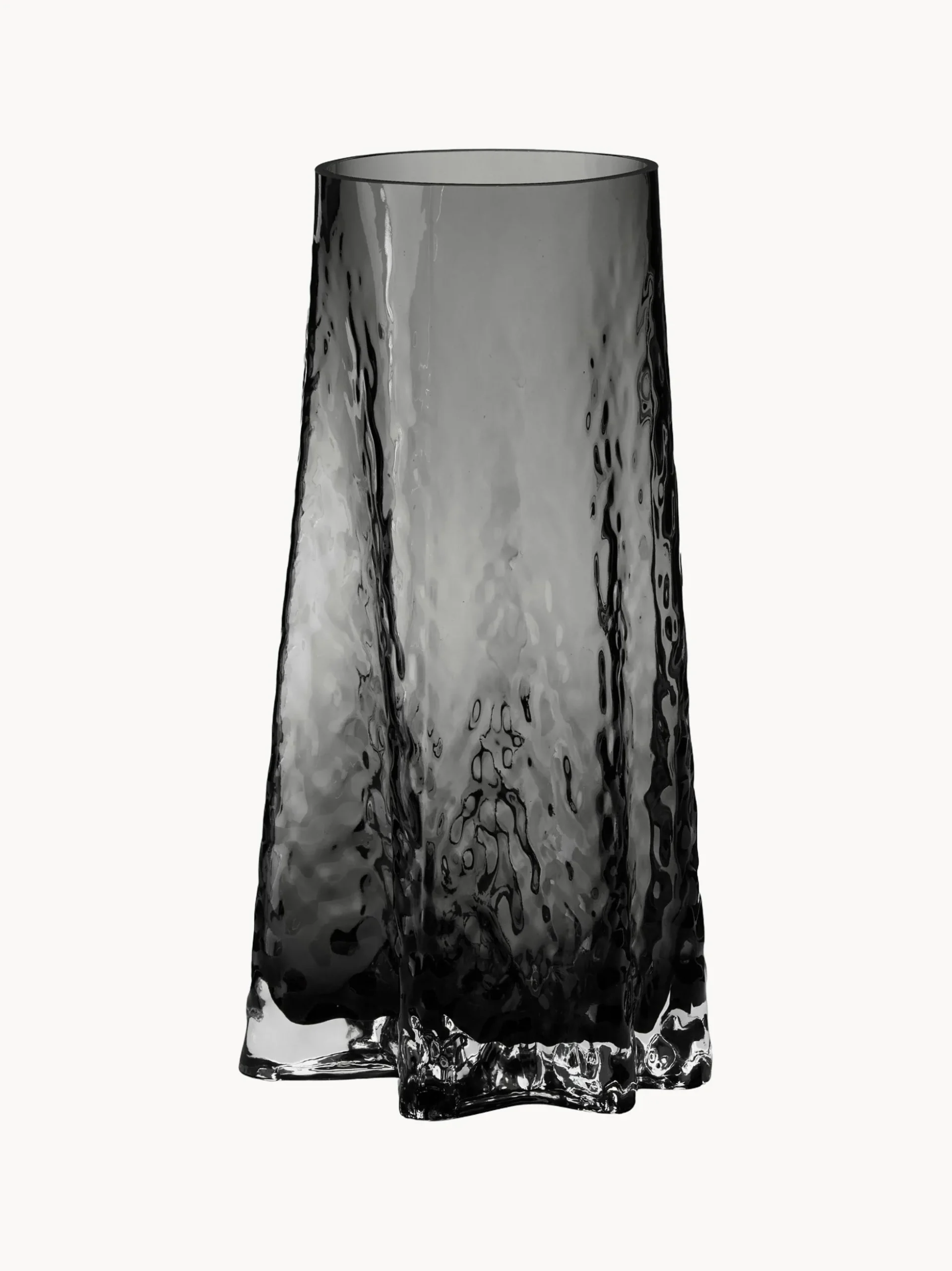 Vaso in vetro soffiato con superficie strutturata Gry, alt. 30 cm