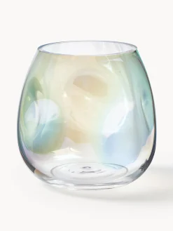 Vaso in vetro soffiato iridescente Rainbow, alt. 17 cm