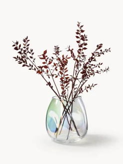Vaso in vetro soffiato iridescente Rainbow, alt. 17 cm