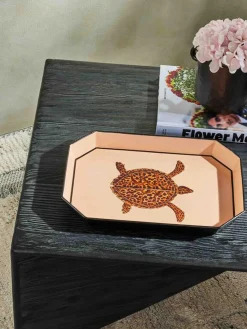 Vassoio decorativo dipinto a mano con motivo tartaruga Fauna