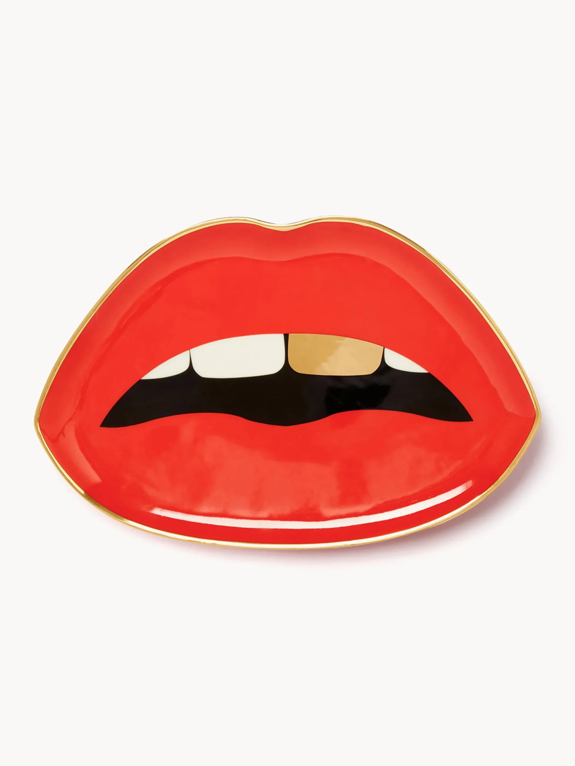 Vassoio decorativo in porcellana con oro Lips