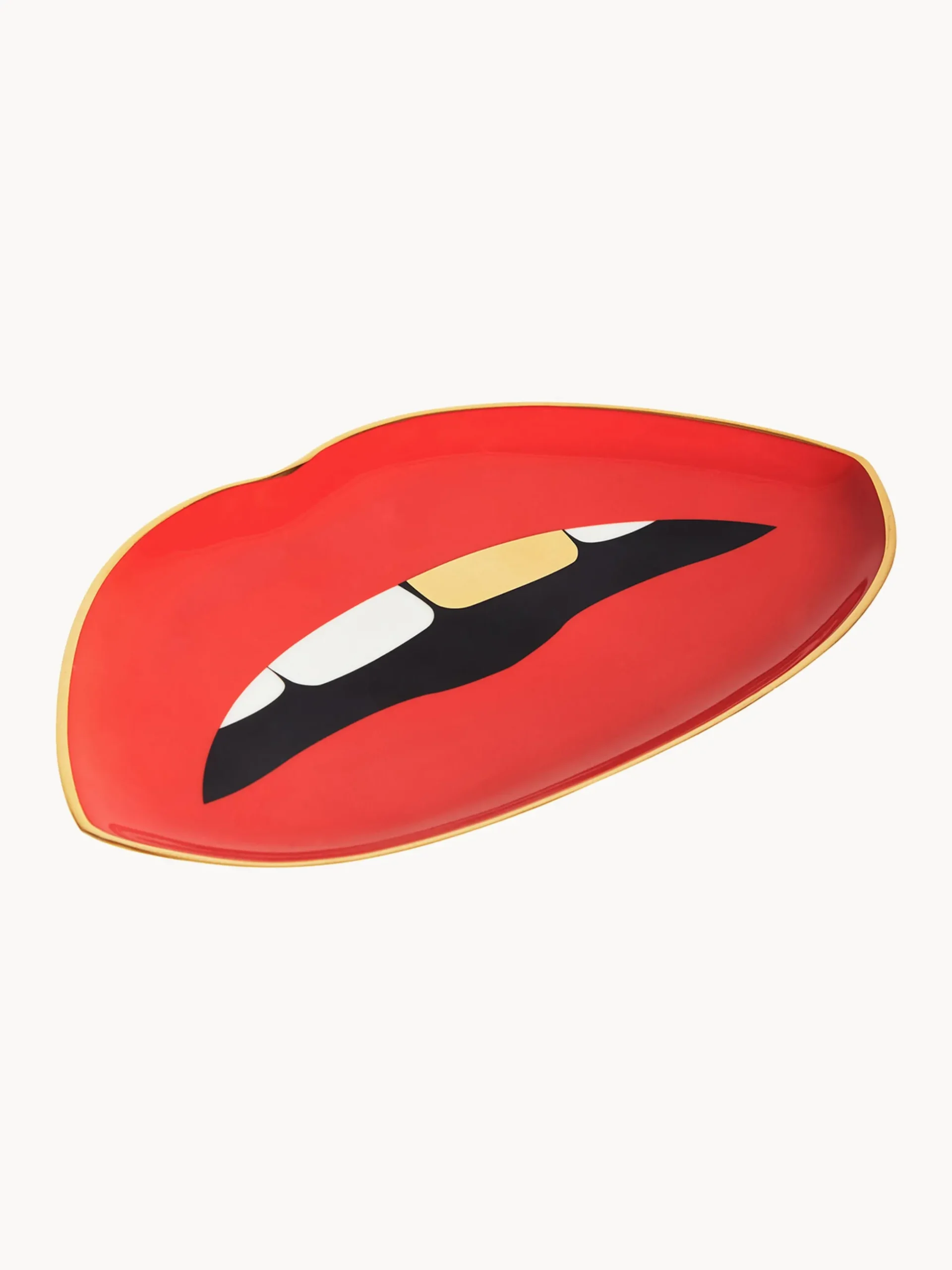 Vassoio decorativo in porcellana con oro Lips